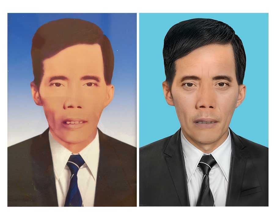 phục hồi ảnh cũ trước và sau khi chỉnh sửa rõ nét